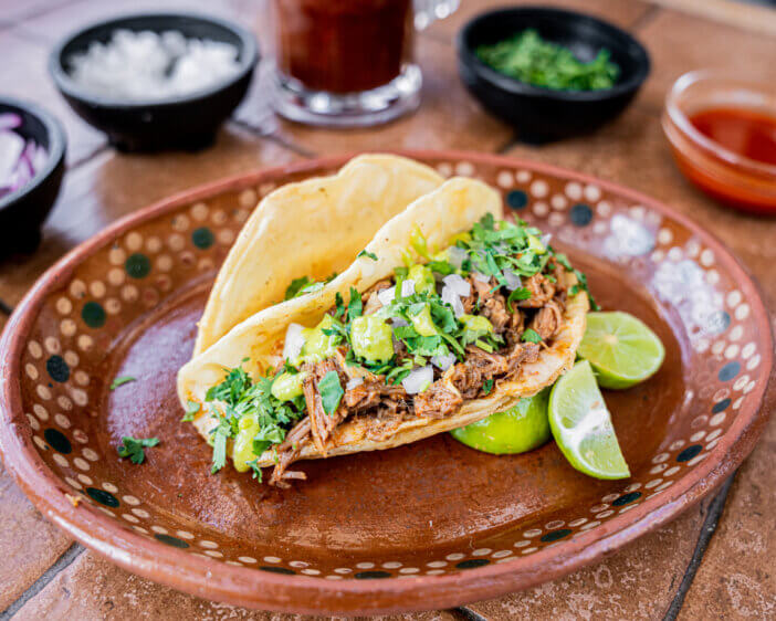 Delicious Mexican style birria taco.