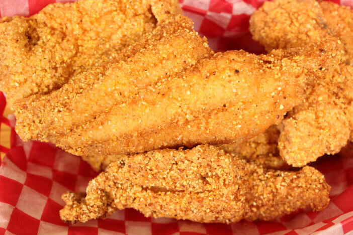 Fried Catfish Fillets in Rural Cafe Restaurant