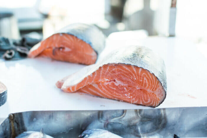 Salmon fish at market