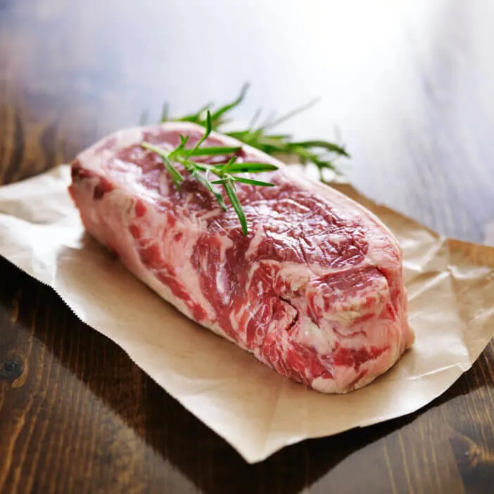 Note the heavy marbling in this New York Strip