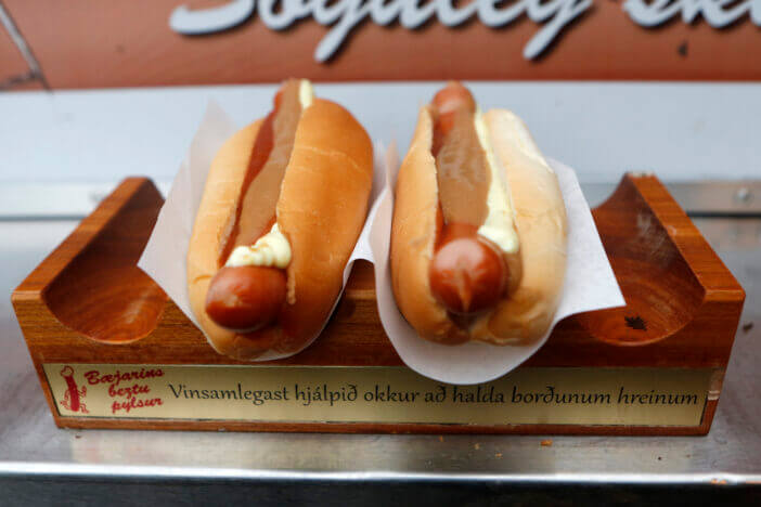 Reykjavik, Iceland - November 1, 2014, Very famous Icelandic hot dogs at Baejarins beztu pylsur