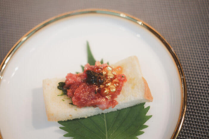 5+ Reasons Why Otoro Tuna is the Best Sushi Treat 2 Fresh otoro mashed on crispy bread