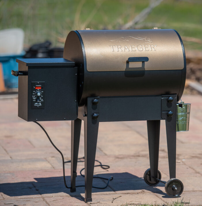 Winneconne, WI - 26 April 2020: A Traeger wood pellet smoker grill