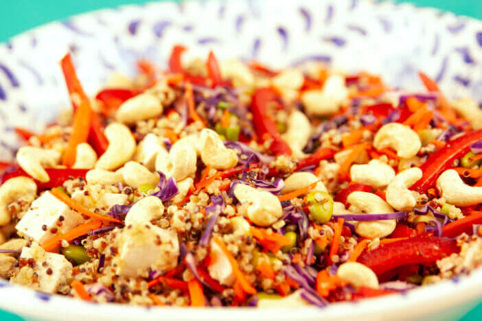 11+ Delicious Sides to Enjoy with Skirt Steak 3 Vegan salad with cashew in bowl