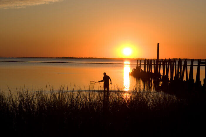 Crabbing At Sunset