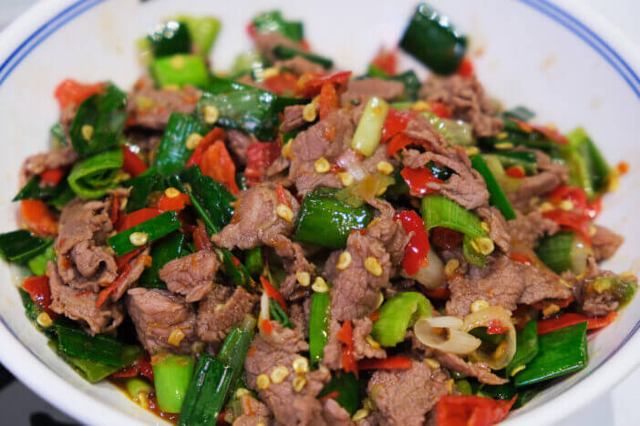 close up homemade stir fried spicy beef. Chinese Hunan cuisine