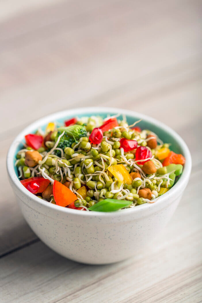 11+ Delicious Sides to Enjoy with Skirt Steak 5 Sprouted Lentil salad served in a bowl for lunch