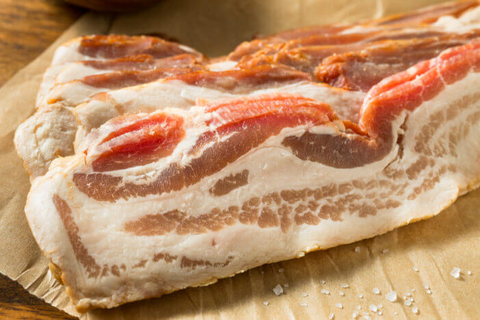 Raw Organic Uncured Salty Bacon Ready to Cook
