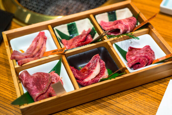 Sliced premium beef for japanese yakiniku style barbecue