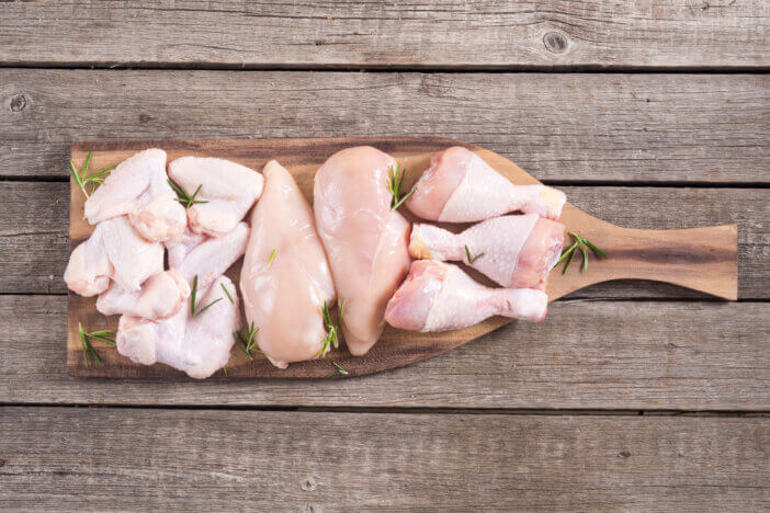 6 Grill Ready Meat Cuts For Grilling Enthusiasts 6 Raw chicken meat on wooden background . Wings , breast and legs