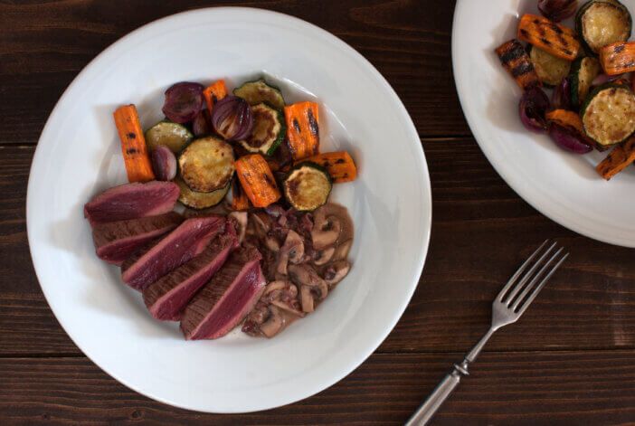 7 Uses for Exotic Meat Cuts For Foodies & Culinary Adventurers 6 grilled rare ostrich steak with red wine and mushroom sauce and grilled vegetables